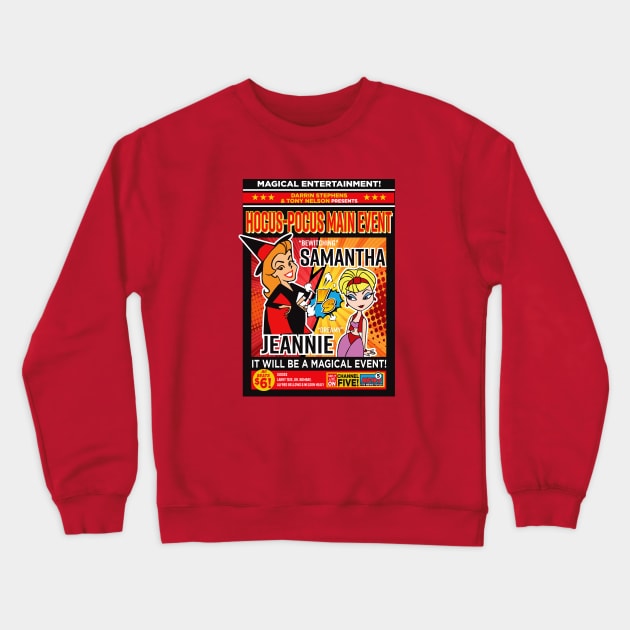 Battle Samantha vs Jeannie Magic Event Crewneck Sweatshirt by Alema Art